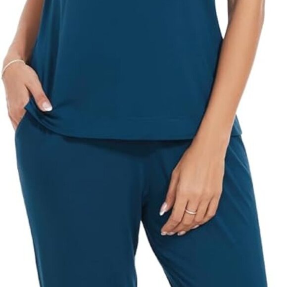 Pajamas Set for Women Soft Pajama Sets Viscose from Bamboo Short Sleeve Tops wit